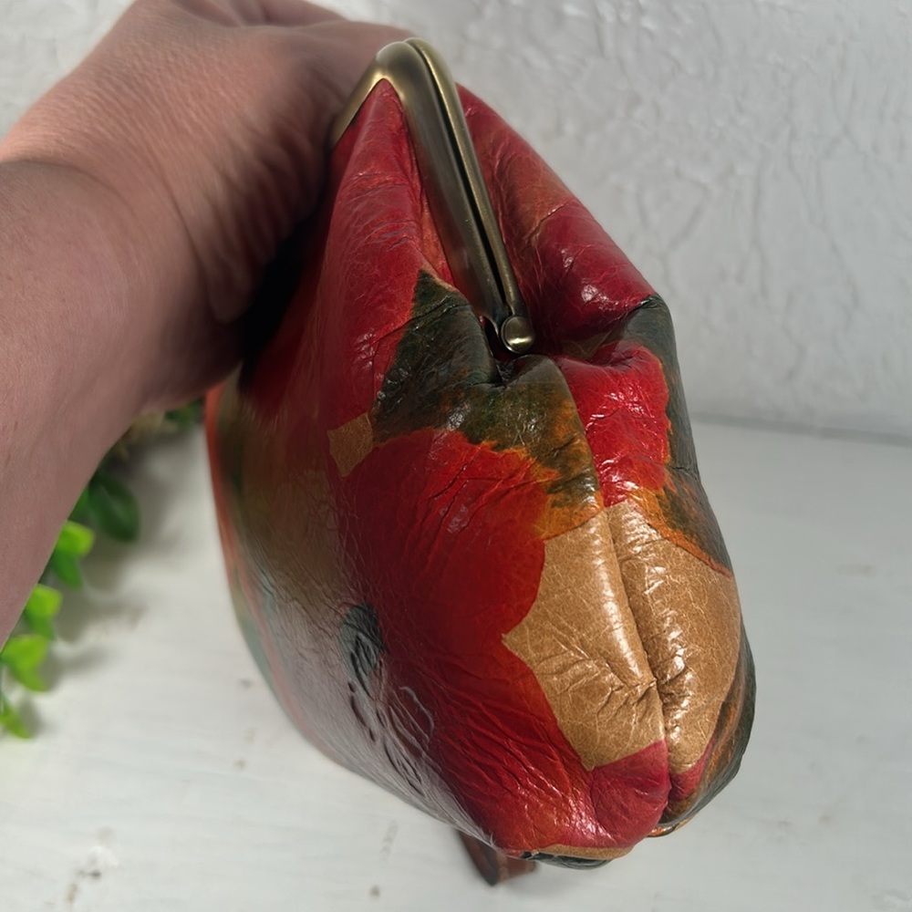 Patricia Nash Floral Wristlet Clutch KISS Lock Leather Purse Patricia Nash - Picture 7 of 16